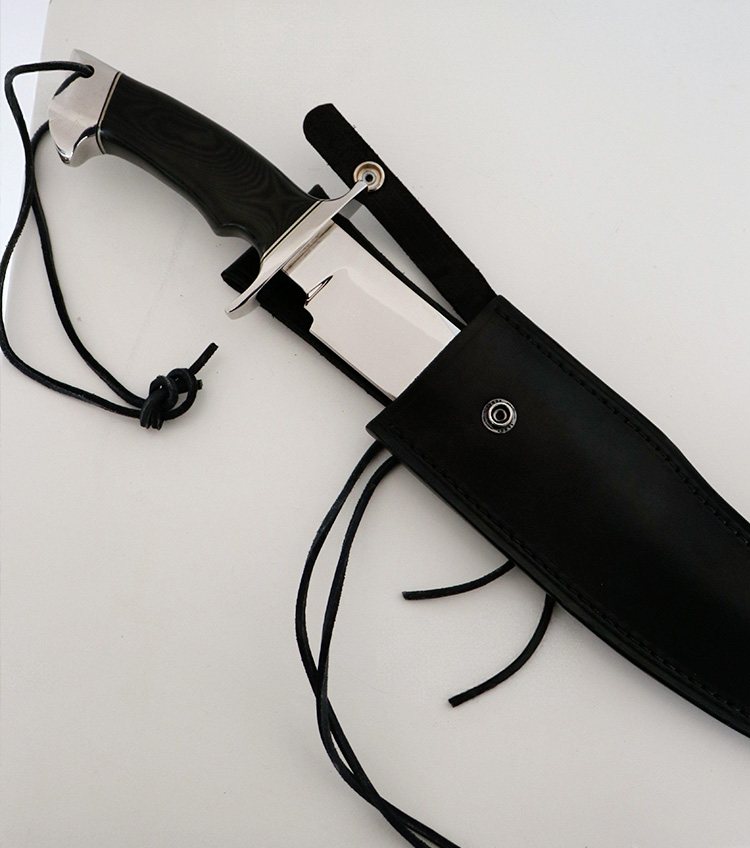 Gil Hibben Arizona Bowie prototype with leather sheath